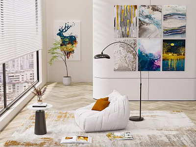 Quiet Decorative Painting Lazy Sofa Decoration 3d model