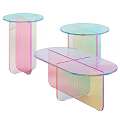 Modern Transparent Coffee Tables With Color Gradient And Geometric Design Elements