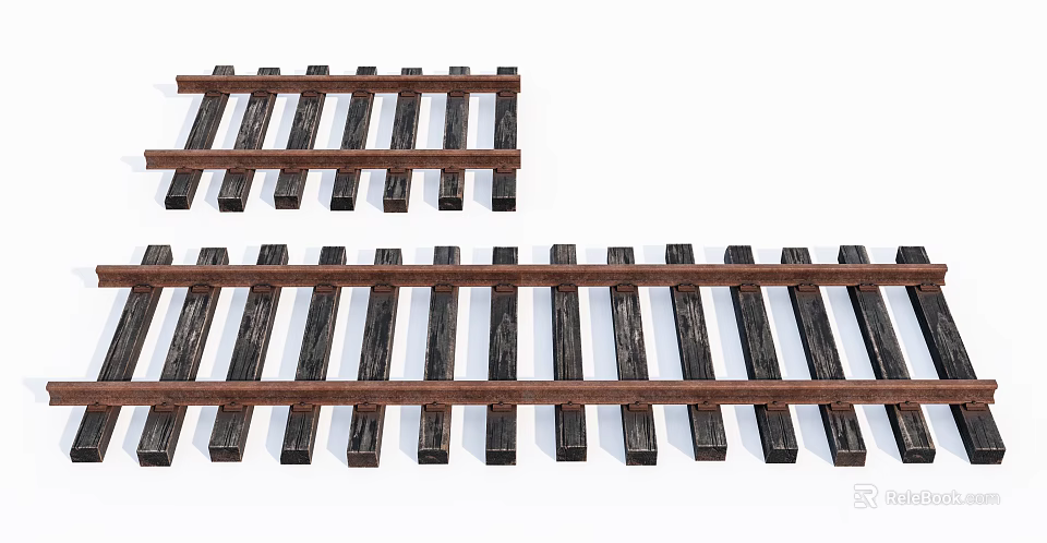Railroad Tracks As Important Road Facility With Wooden Sleepers And Metal Rails 3d model 