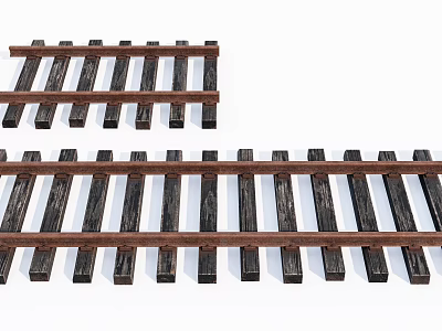 Railroad Tracks As Important Road Facility With Wooden Sleepers And Metal Rails 3d model