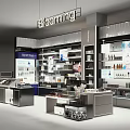 Blooming Store Modern Interior With Display Shelves Glass Cabinets And Organized Product Displays
