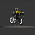 Building Blocks Off Road Motorcycle Model with Yellow Body Black Frame and White Wheels