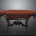 Classic Mahogany Table With Oval Top Carved Legs And Decorative Details