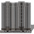 Modern High Rise Residential Building Exterior With Grid Windows And Balcony Design Details