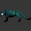Teal Striped Panther Stuffed Animal With Glowing Neon Patterns On Dark Backdrop
