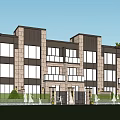Modern Townhouse Exterior Design With Stone Facade Multiple Balconies Large Windows And Green Lawn