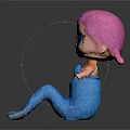 Cute Mermaid Doll With Pink Glittery Hair Big Blue Eyes And Blue Tail