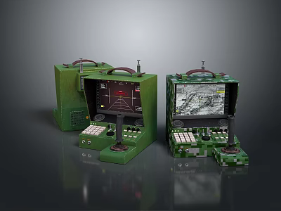 Green Portable Military Tactical Devices With Screens Control Panels And Joysticks 3d model