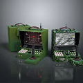 Green Portable Military Tactical Devices With Screens Control Panels And Joysticks