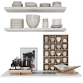 Decorative Ornament Combination With Shelves Bowls Plates Tray Jars And Storage Cabinet