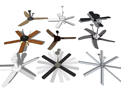 Various Air Conditioner Fans With Modern Designs And Different Colors For Home Use 3d model