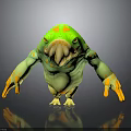 Character And Creature 3D Model With Green Body Yellow Spots Large Mouth Arms And Legs