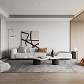 Modern Living Dining Room With Sofa Coffee Table TV Floor To Ceiling Windows And Plant