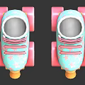 Turquoise Roller Skates With Pink Stars Laces And Wooden Pink Wheels