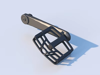 Black Metal Mechanical Pedal Bracket With Long Arm And Grid Design 3d model