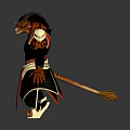 Mythical Man With Horns Red Skin And Black Outfit With Gold Details