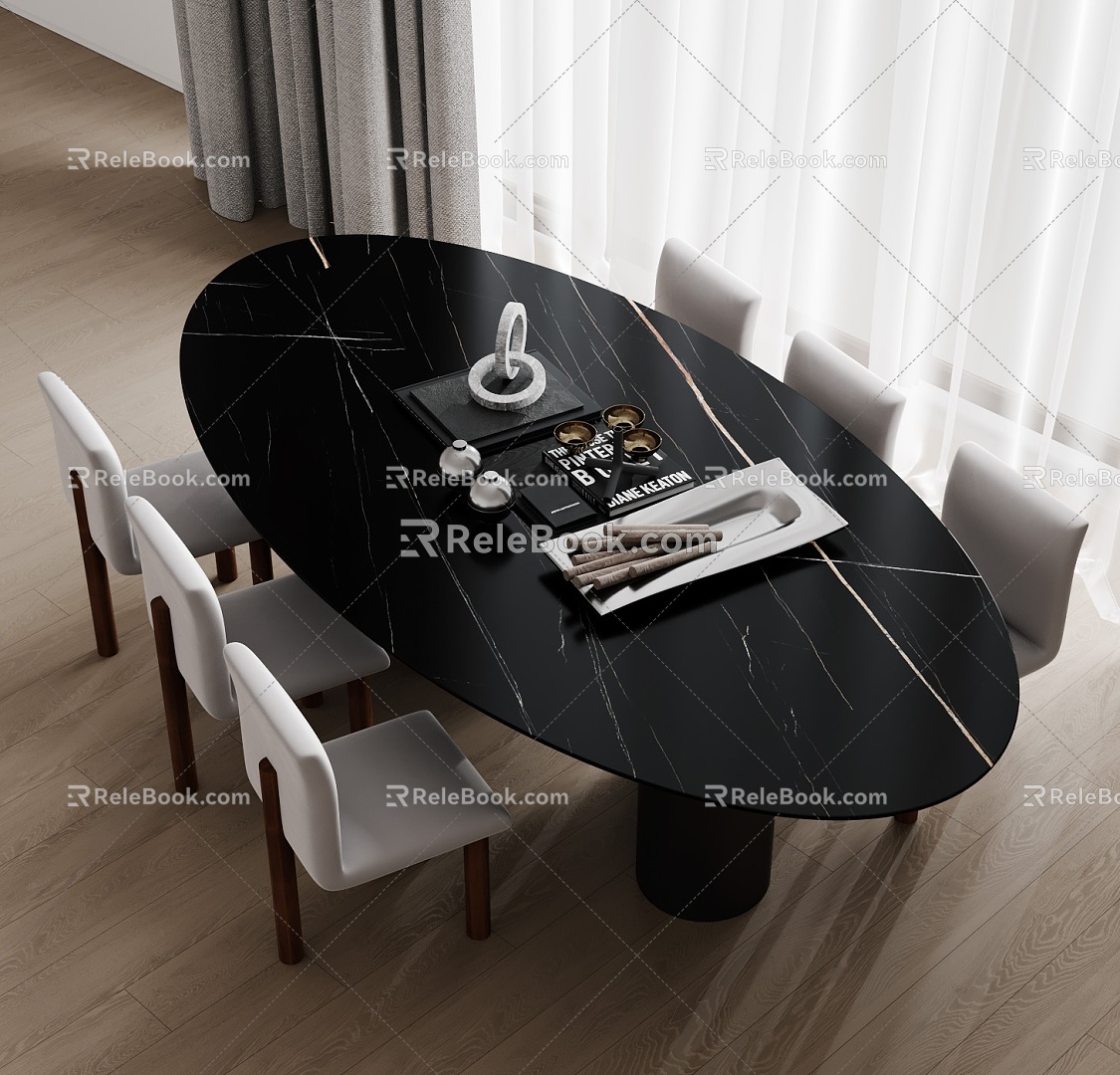 Modern Dining Table and Chair 3d model