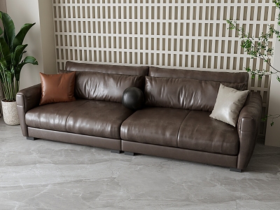 Leather double sofa 3d model