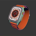 Sporty Wristwatch With Orange Nylon Strap And Square Dial On Black Background
