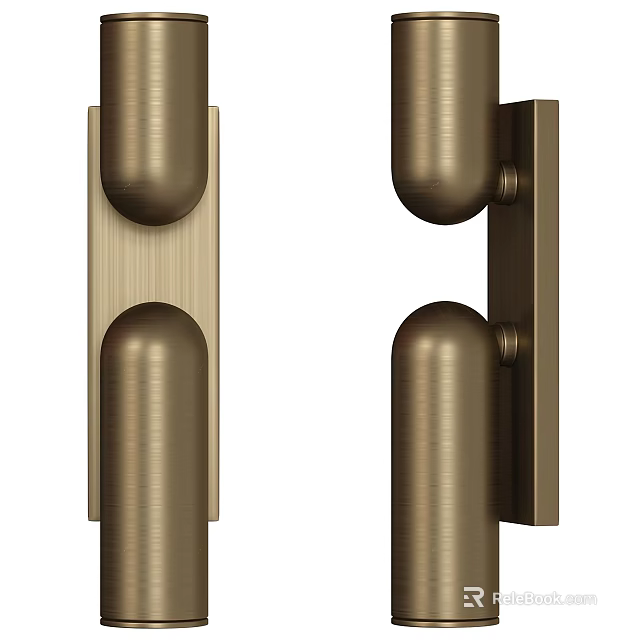 Sleek Modern Brass Metal Wall Mounted Sconce With Cylindrical Design For Home Decor 3d model 