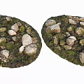 Natural Stone and Wood Circular Garden Decor Covered in Lush Green Moss