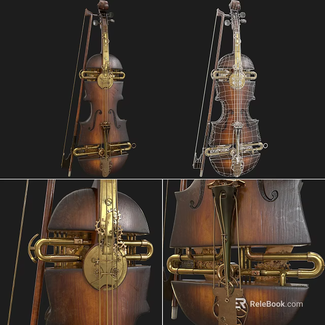 Musical Instruments Design With Drawing Tools Showing Structural Details And Multiple Angles 3d model 