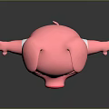 Cute Pink Cartoon Pig Wearing White Shirt And Orange Apron Standing On Dark Background