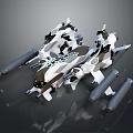 Futuristic Sci Fi Spaceship With White Black Mechanical Design And Thrusters