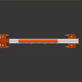 Orange And Silver Mechanical Device With Long Metal Bar Structure And Orange Components
