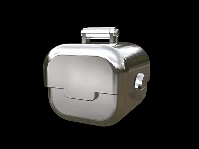 Silver Metal Storage Case With Portable Handle And Secure Latch Design 3d model