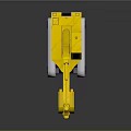 Yellow Cartoon Style Toy Excavator With Purple And White Tracks
