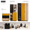 Modern Wardrobe Design With Yellow Black Wooden Finish Zigzag Pattern Cabinets Drawers