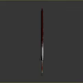 Medieval Bloodstained Metal Sword With Red Hilt And Vertical Blade Design