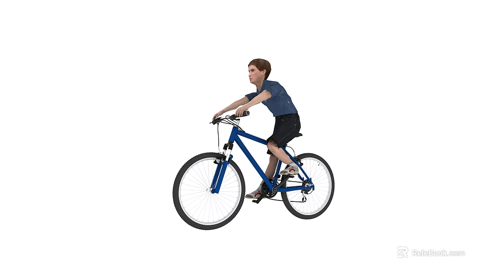 Young Boy Riding Blue Bicycle for Outdoor Leisure and Fun Activity 3d model 