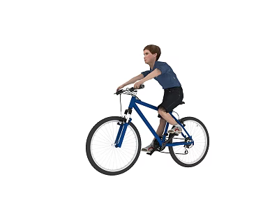 Young Boy Riding Blue Bicycle for Outdoor Leisure and Fun Activity 3d model