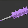 Purple Spiked Hammer Weapon With White Handle And Pixelated Design