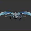 Ethereal Blue Winged Female Character In Shiny Armor With Spread Angelic Wings