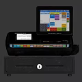 Modern Black Cash Desk Furniture With Digital Screen Keyboard And Drawer Storage