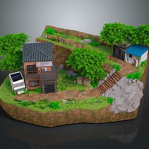 Farmhouse Cartoon House Animation House 3d model