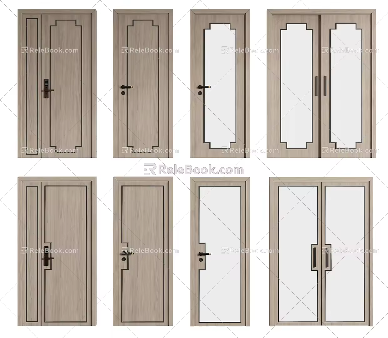 New Chinese Style Swing Door 3d model