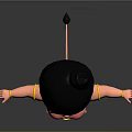 Cute Cartoon Character With Black Bun Hairstyle Golden Necklace Red Shorts And Outstretched Arms