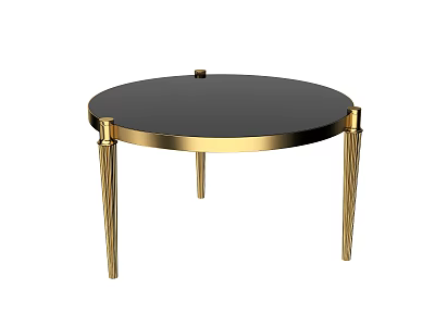 Modern Luxury Coffee Table Design With Round Black Tabletop And Gold Metal Legs 3d model