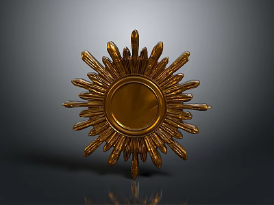 Elegant Golden Sunburst Mirror with Intricate Ray Design for Home Wall Decor 3d model