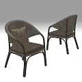 Modern Gray Rattan Leisure Chairs With Metal Legs And Patterned Cushion Design