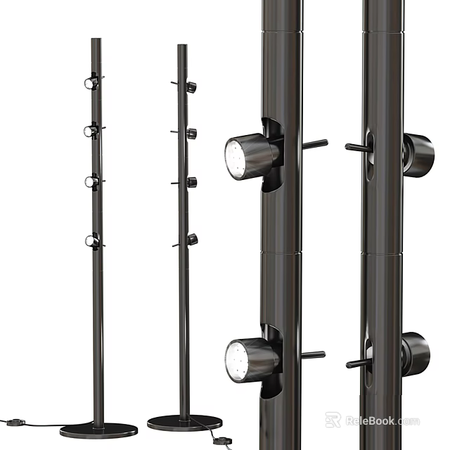 Modern Black Metal Floor Lamp With Adjustable Light Heads And Sleek Structure 3d model 