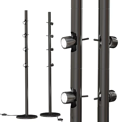 Modern Black Metal Floor Lamp With Adjustable Light Heads And Sleek Structure 3d model