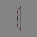 Traditional Bow Weapon With Red And Black Color Decorative Curved Shape And Grip Details