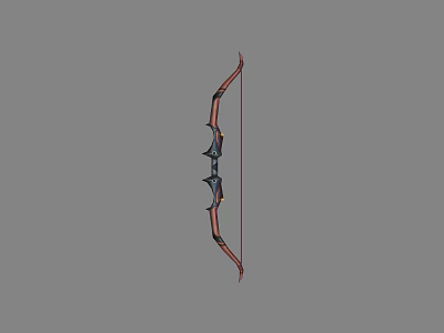 Traditional Bow Weapon With Red And Black Color Decorative Curved Shape And Grip Details 3d model