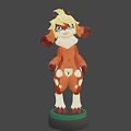 3D Game Movie Character With Blonde Hair Green Eyes Red Ears Body White Chest Fur