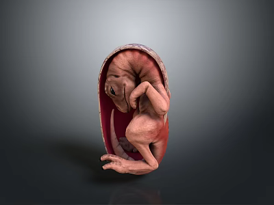 Developing Human Fetus Inside Uterus in Natural Fetal Position 3D Rendering 3d model